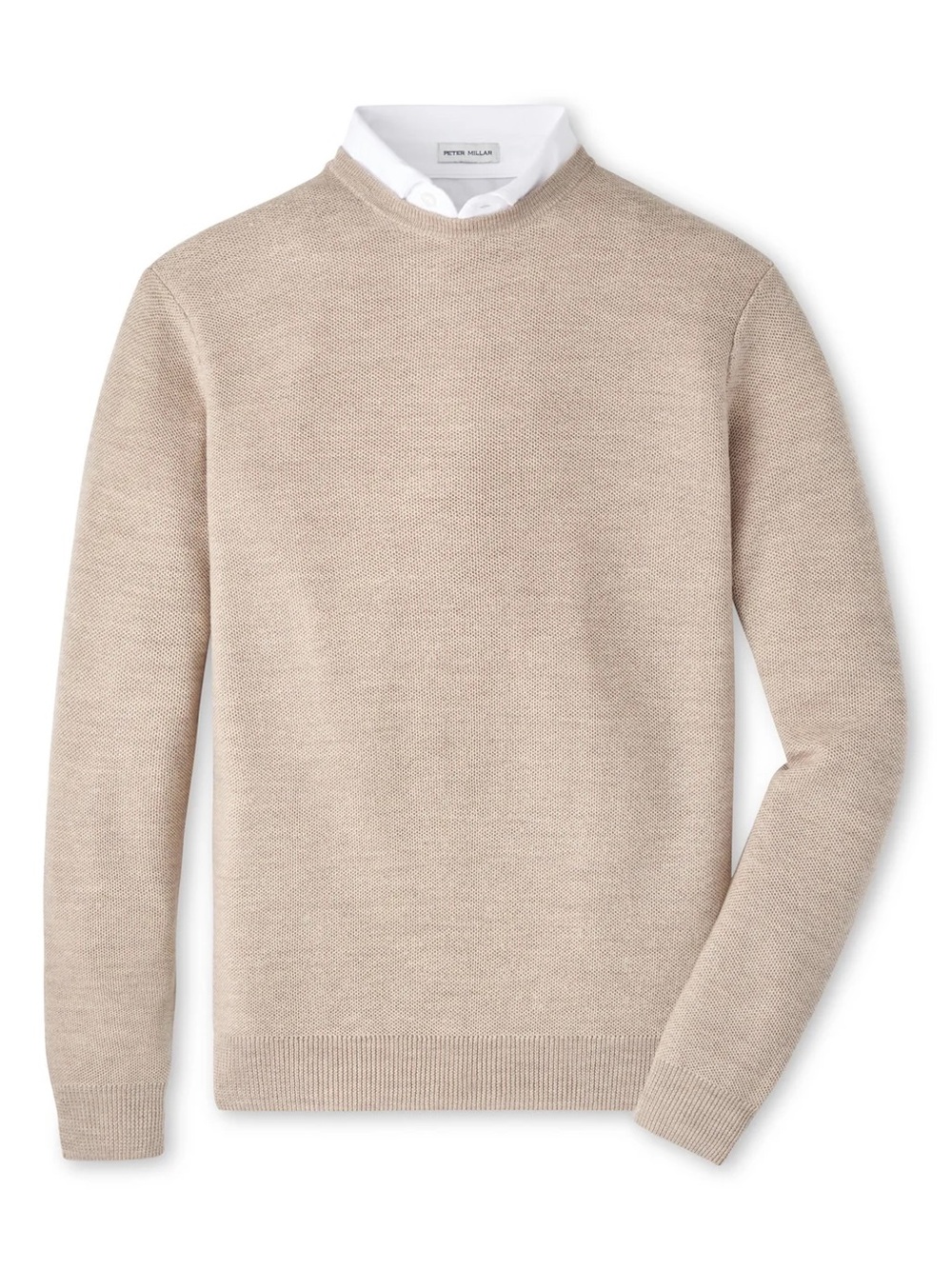 NWT Peter Millar Autumn Crest Honeycomb Crewneck Sweater: Light Elm (XL)